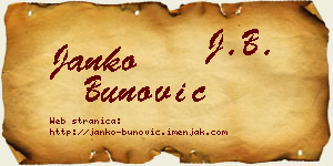 Janko Bunović vizit kartica